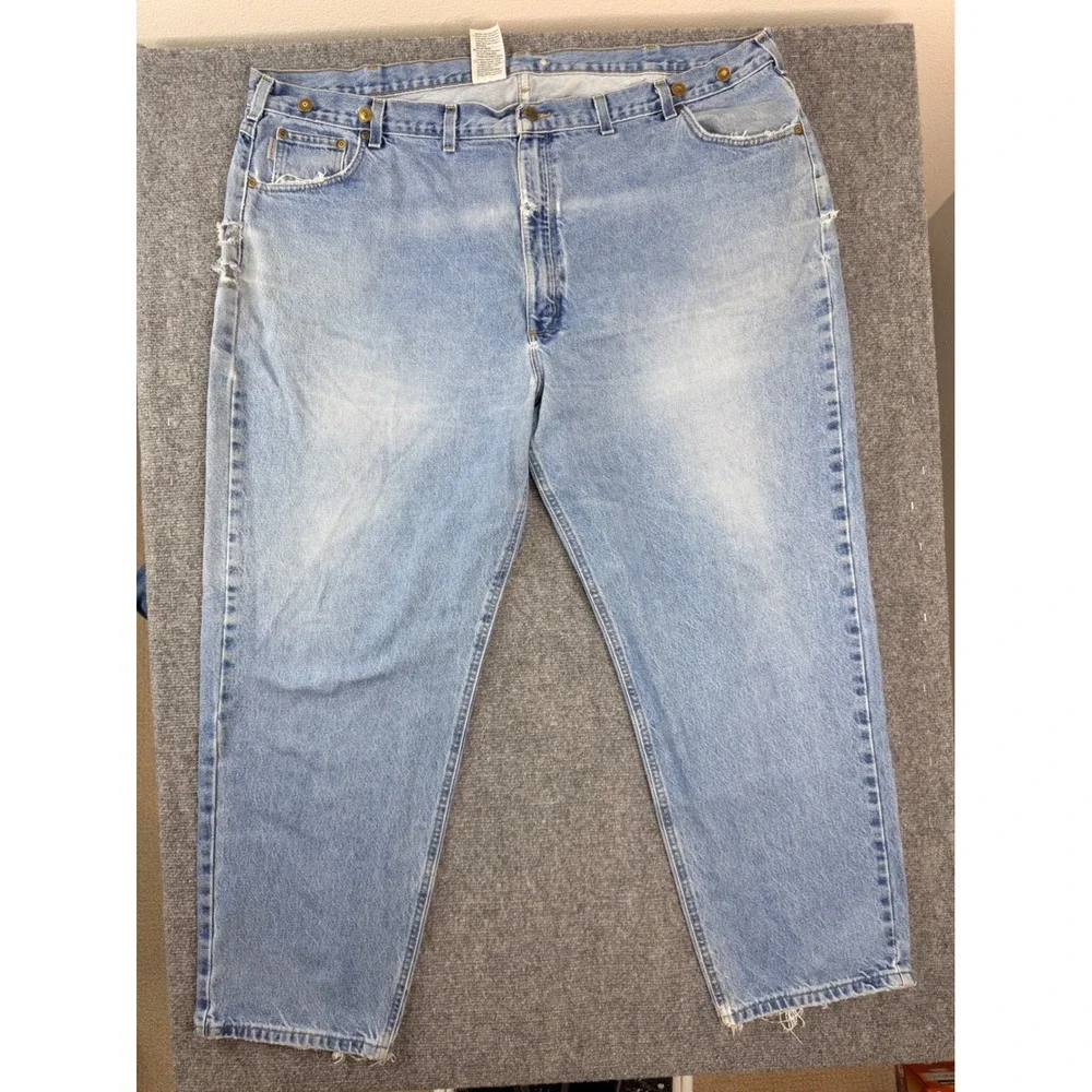 Carhartt B17-DST Mens Relaxed Fit Jeans Light‎ Wash Blue Denim 50x32 Distressed